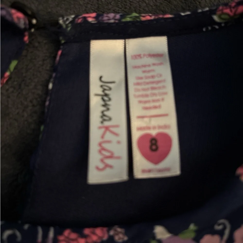 Floral Cold Shoulder Skorts Dress Navy Blue and Pink Girl’s Size 8 - Picture 3 of 4